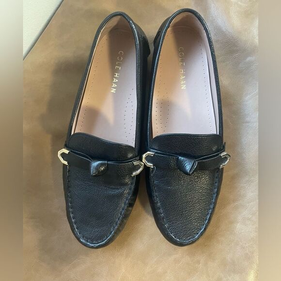 Cole Haan Women's Evelyn Bow Driver Black Leather Loafers Size 8.5B - Picture 7 of 10